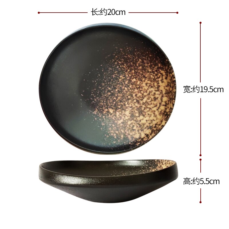 Japanese Art White Thick Edge Ceramic Western Steak Plate Restaurant Hotel High-end Tableware Household 8-inch Salad Sushi Plate