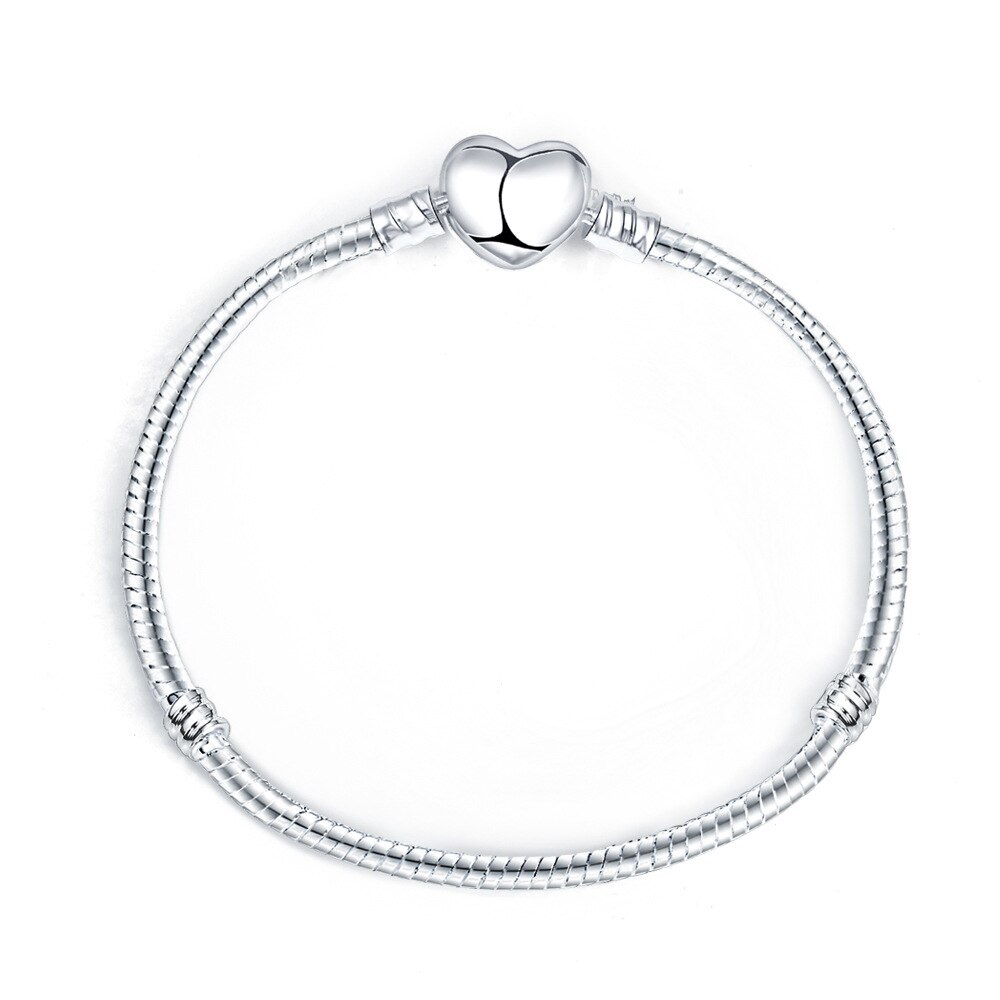 17-21cm Silber Farbe Liebe Schlange Kette Armbinde passen Original Perlen Charme DIY Perle Armreifen Schmuck Machen