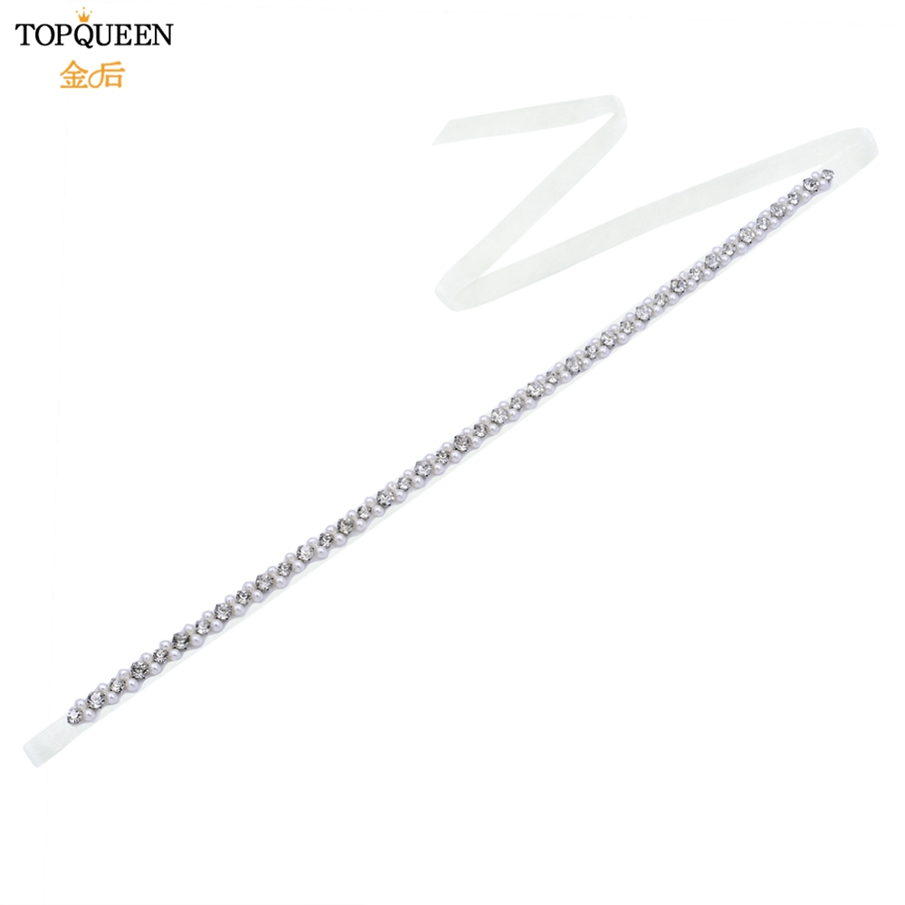 TOPQUEEN Bruid Riem Zilveren Diamanten Bruiloft Riem Banket Party Parel Jurk Accessoires Bruiloft Gast Bruidsmeisje Accessoires S381: Rood