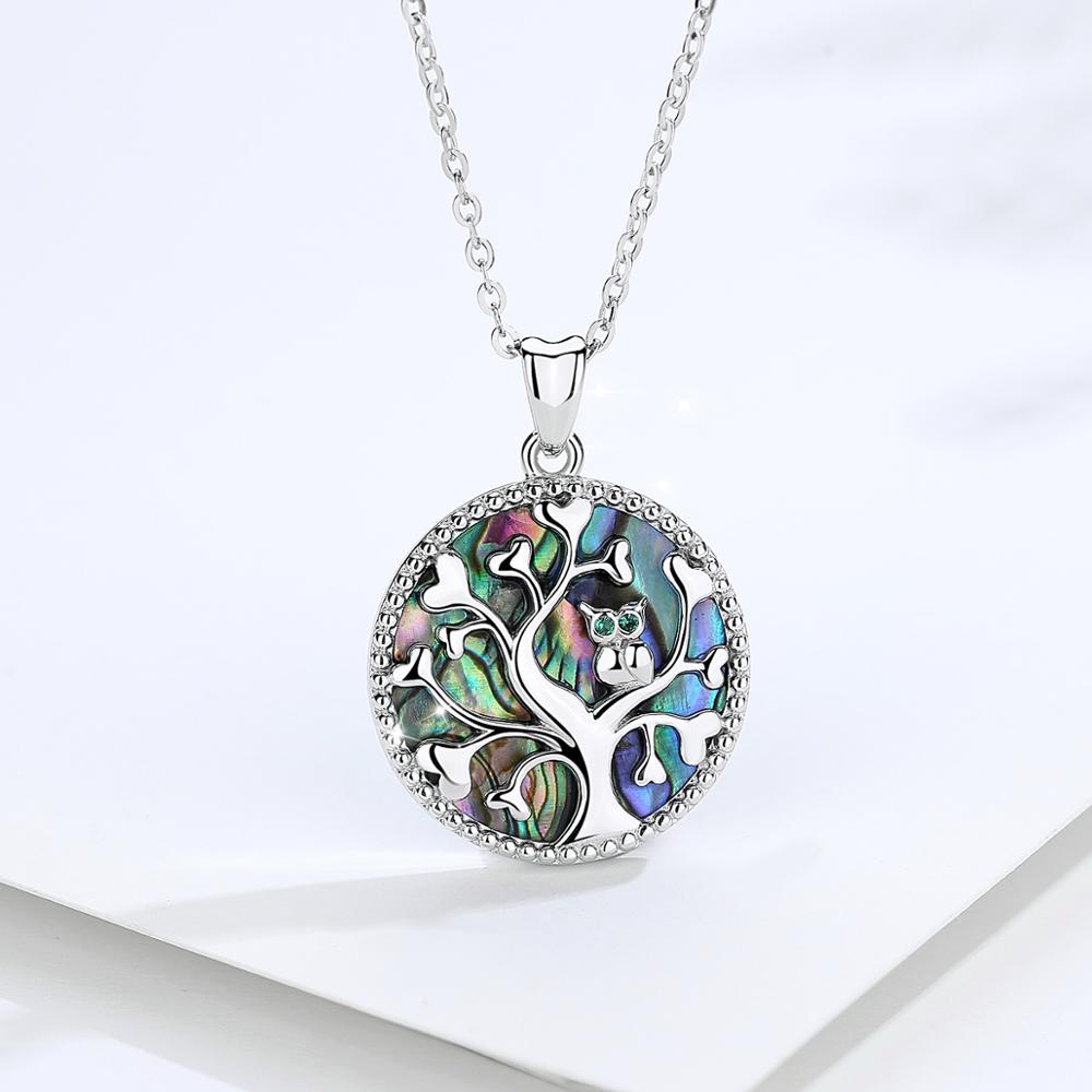 Eudora 925 Sterling Silber Baum des lebens Anhänger Halskette murmeln der Perle kluge eule Anhänger edlen Schmuck für frauen Party D6