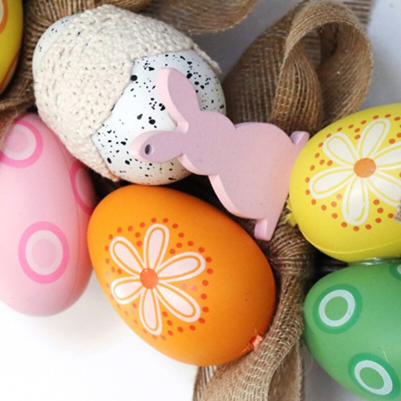 40cm kolorowe rattanowe koło pisanki kokarda uszy królika wieniec drzwi powiesić wielkanoc dekoracji wnętrz