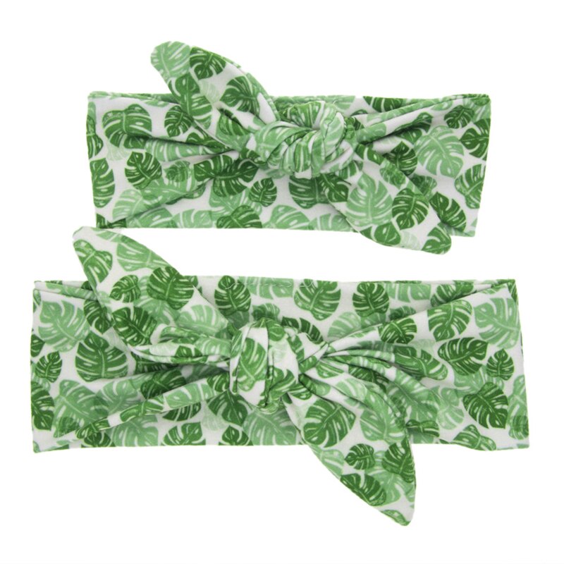 Blumen-haarreif für murmeln und Art, murmeln-tochter-haarreif-einstellen, haarreif mit knoten, hasenohren-haaraccessoires, kmha 03: Kmha 03- grünblatt