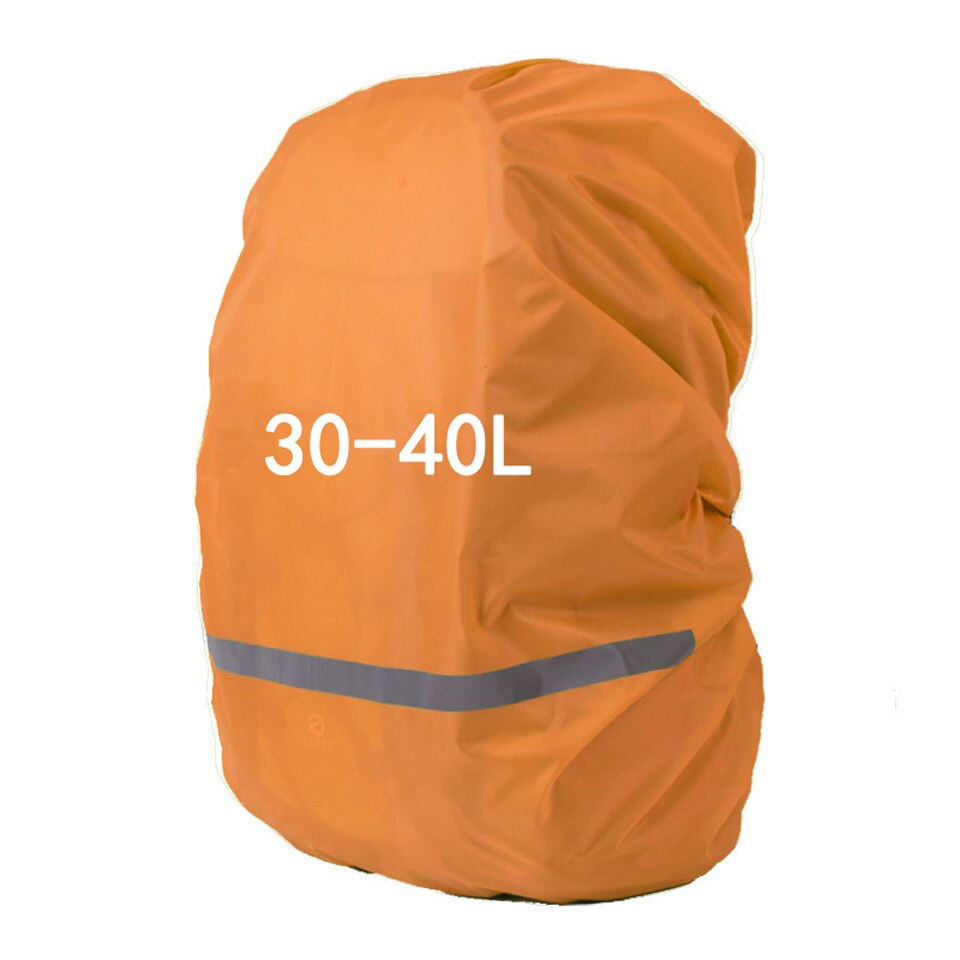 30-70l nætters reflekterende regnslag rygsæk vandtæt udendørs camping vandre rygsæk overtræk sport taske overtræk rejse regnslag: Orange 30-40l