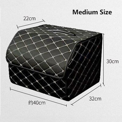 Waterproof Cargo Storage Box PU Leather Trunk Organizer Folding Car Storage Car Trunk Stowing Tidying for Car SUV: Medium Size