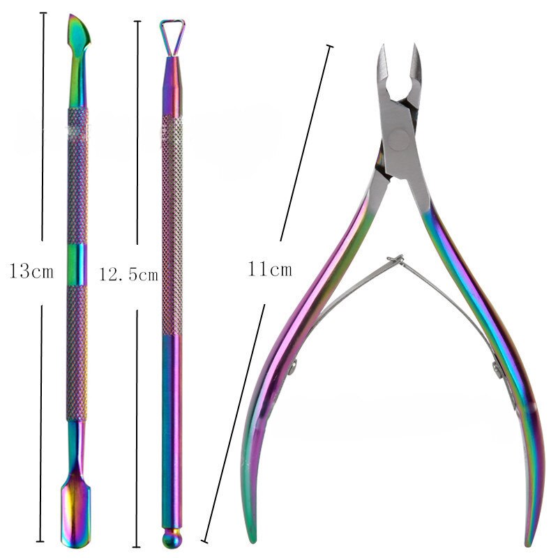 3 Pcs Set Nail Art Clipper Cutter Nagelriem Schaar Vingernagel Teennagel Cuticle Nipper Trimmen Tool Dode Huid Remover Pusher