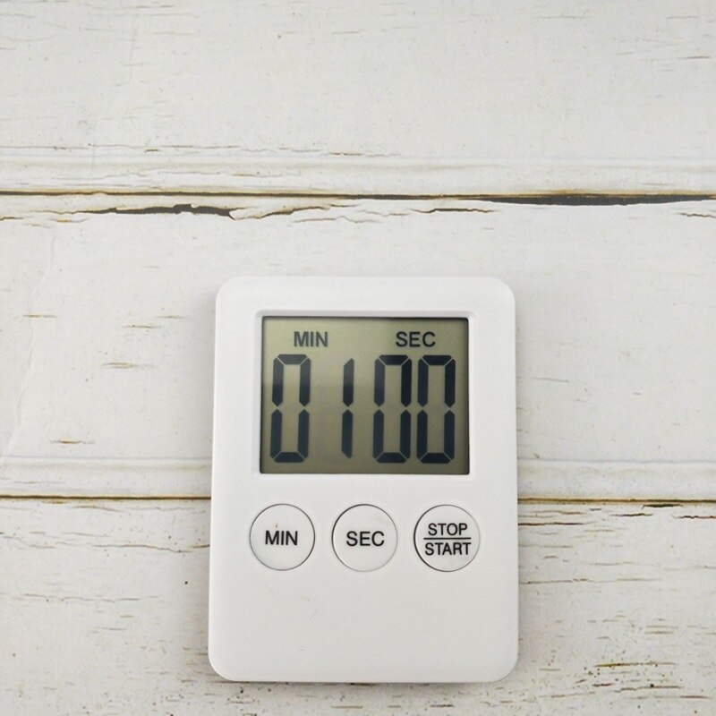 Cooking Timer LCD Digital Screen Clock Kitchen Countdown Timer Mechanical Digital Kitchen Timer Magnetic: White