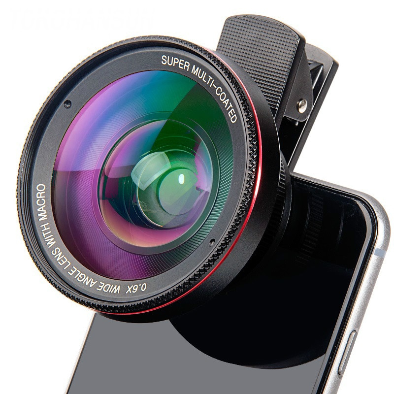 TOKOHANSUN 4K HD 15X Macro Lens for Smartphone Anti-Distortion 0.6X Wide Angle Lens Optical Glass Mobile Phone Camera Lente Kit