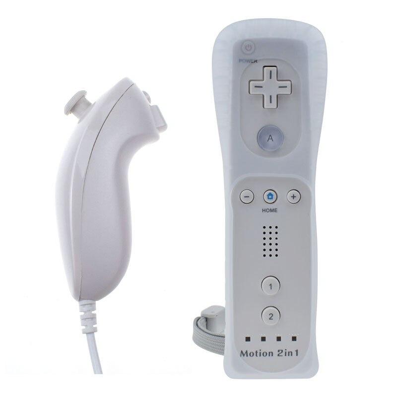 Nunchuk 2 en 1 con Motion Plus para Nintendo Wii, mando a distancia: white 2in1