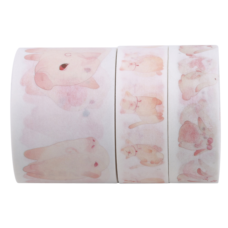 Dulce papel decorativo japonés flor de cerezo Flor de enmascarar Washi Tape Set pegatinas artesanías y Scrapbooking