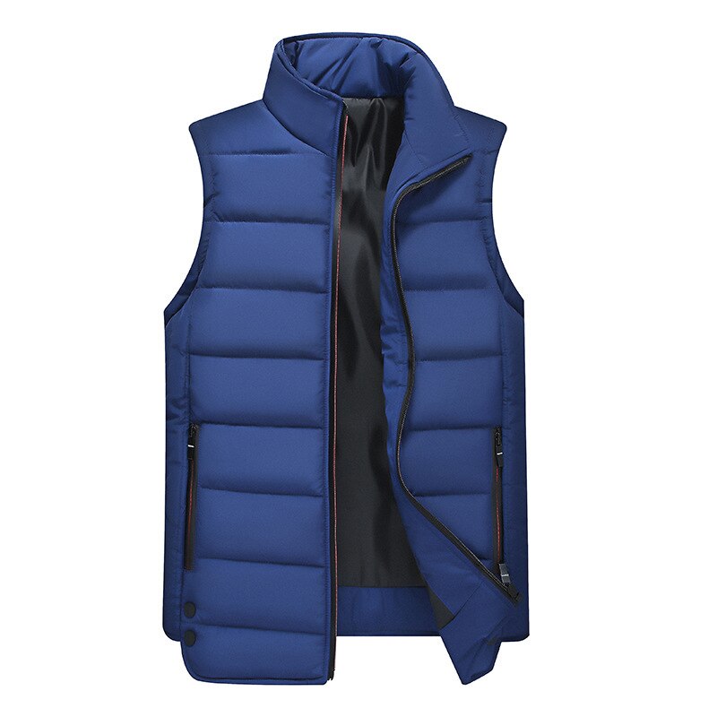 Hiver gilet bas vestes sans manches hommes gilet épaississement hauts survêtement pardessus grande taille M L XL XXL XXXL rouge jaune: Marine Bleu / XL