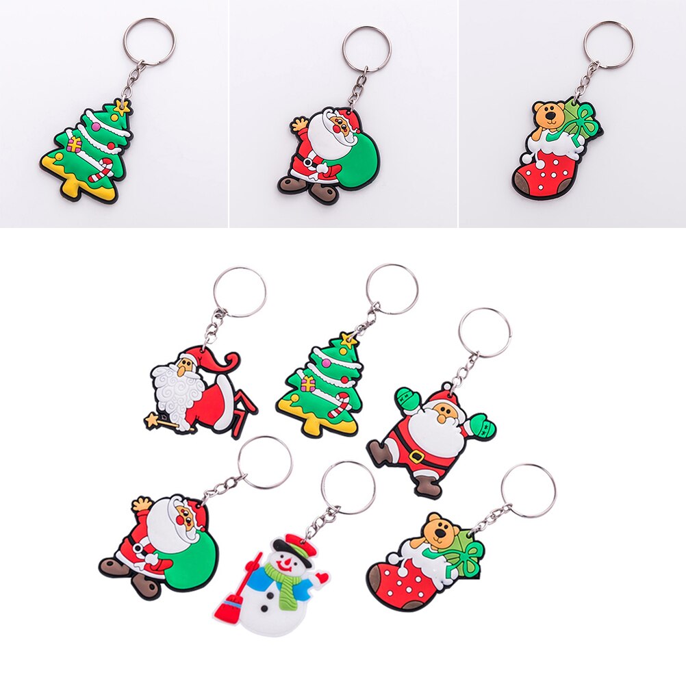 12 stuks cartoon kerstman sleutelhanger kerstboom sleutelhanger hangende hanger decoratie (willekeurige stijl)