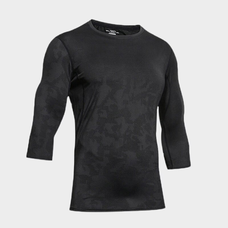 Pustende jacquard løpeskjorter herre langermet mesh rashguard fitness sportsklær raskt tørr hjemmetrening gym t-skjorte topper