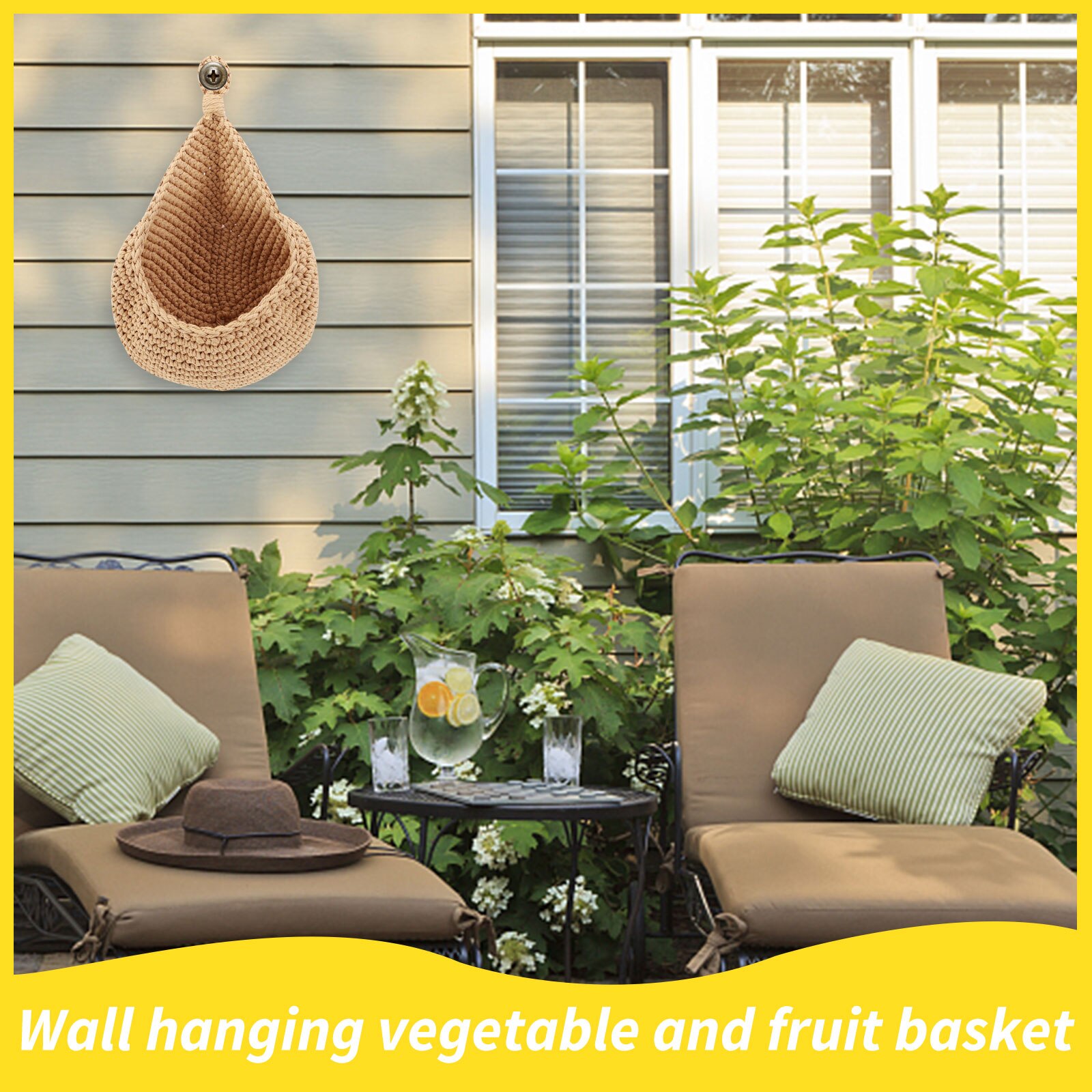 Panier à légumes et fruits suspendu au mur, panier à fruits tissé en osier naturel, Table de cuisine, panier de rangement suspendu au mur, étagère sèche
