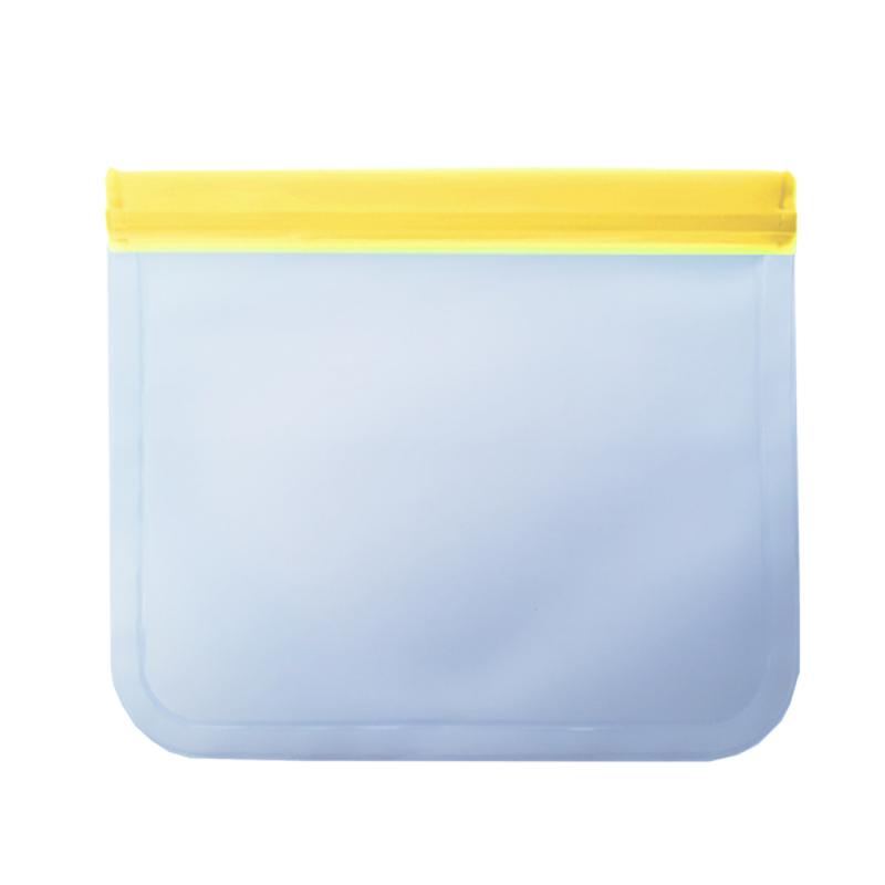 Translucent Food Storage Bag Reusable Freezer Bag PEVA Ziplock Silicone Bag Leakproof Top Kitchen Organizer: Yellow