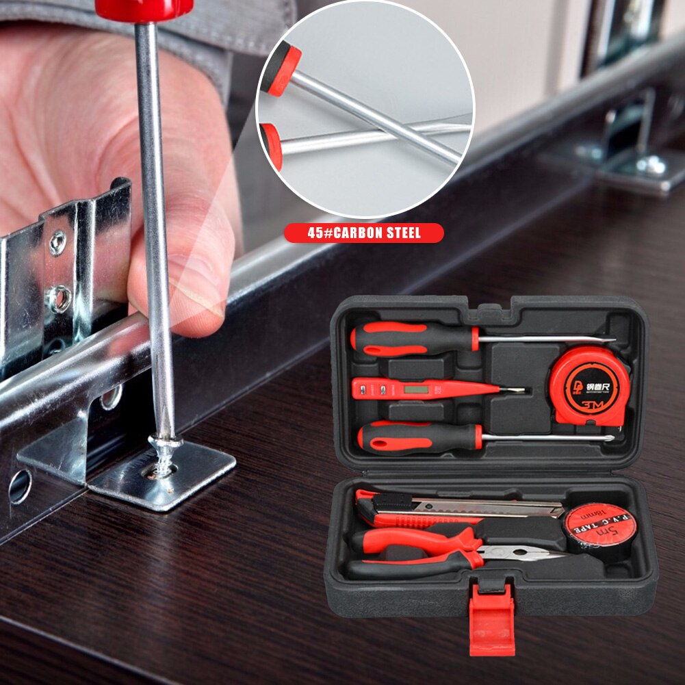 8pcs Useful Household Car Auto Repair Tool Set Combination Package Hand Tool Batch Head Ratchet Pawl Socket Spanner Wrench Box