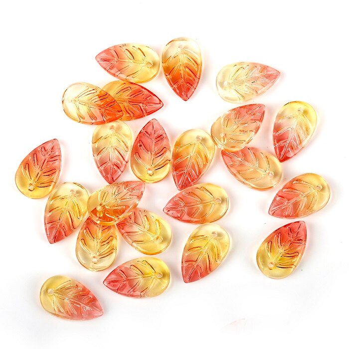 18x11mm Czech Glass Leaf Beads Jewelry Making Supply Czech Leaf Beads DIY Earring Finding Clothing Supplies 20pcs/bag: 11