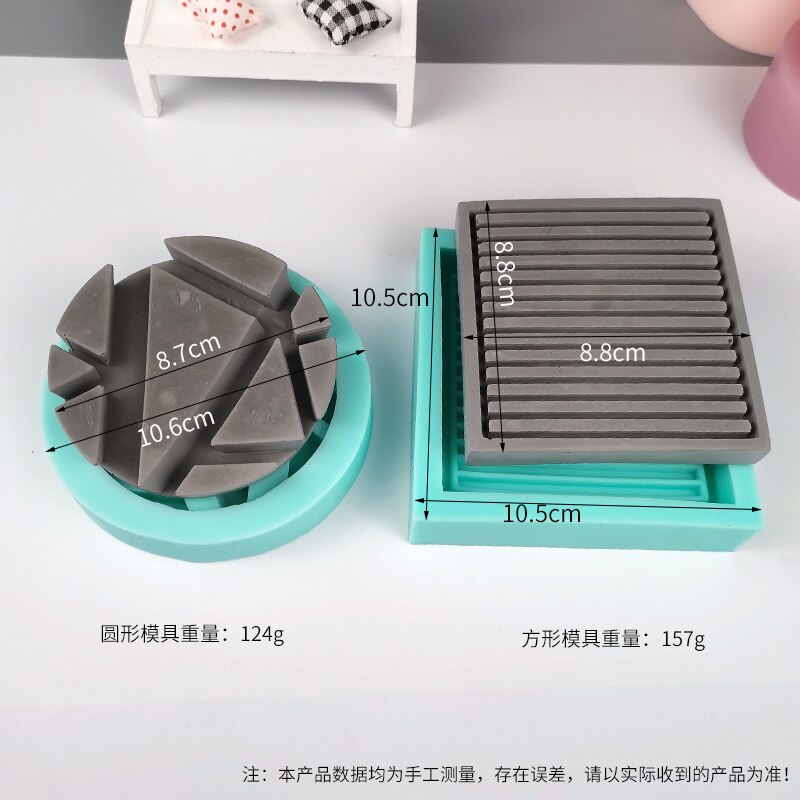 Multi Silicone Concrete Coaster Molds Cement Base Molds Tea Cup Holder Tray Molds Minimalist Tray Molds