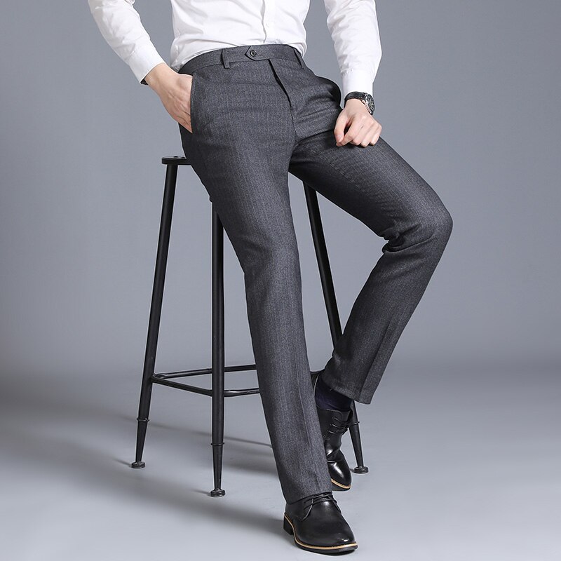 Hommes Slim Fit costume Pantalon formel mariage affaires Pantalon droit homme Pantalon gris bureau robe Pantalon hommes Pantalon Hombre 29-38