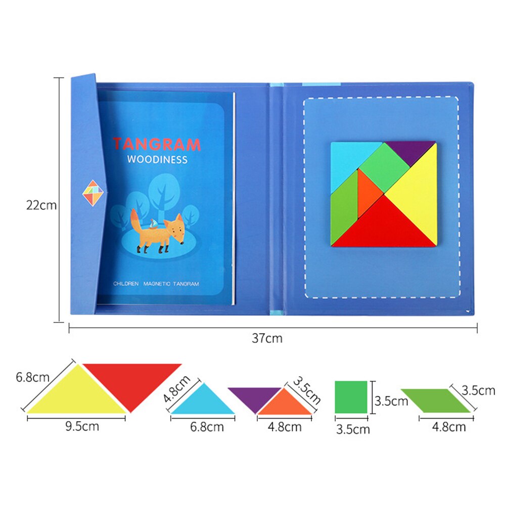 Bambini Colorati Magnetico Tangram Jigsaw Puzzles Gioco IQ Libro Rompicapo Istruzione Per Bambini FAI DA TE Fatti A Mano di Puzzle Del Giocattolo