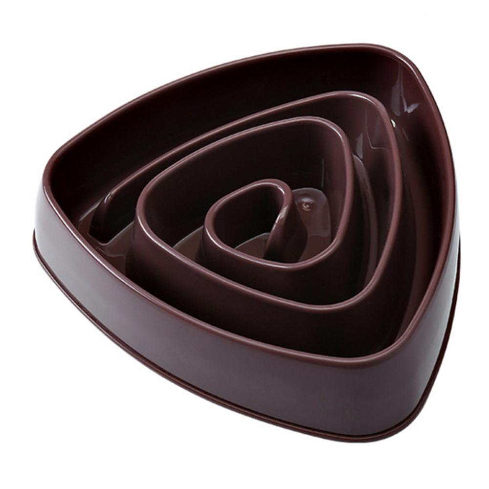 Triangle Slow Eating Puppy Kitten Plastic Food Feeding Pet Avoid Choke Feeder: coffee 4