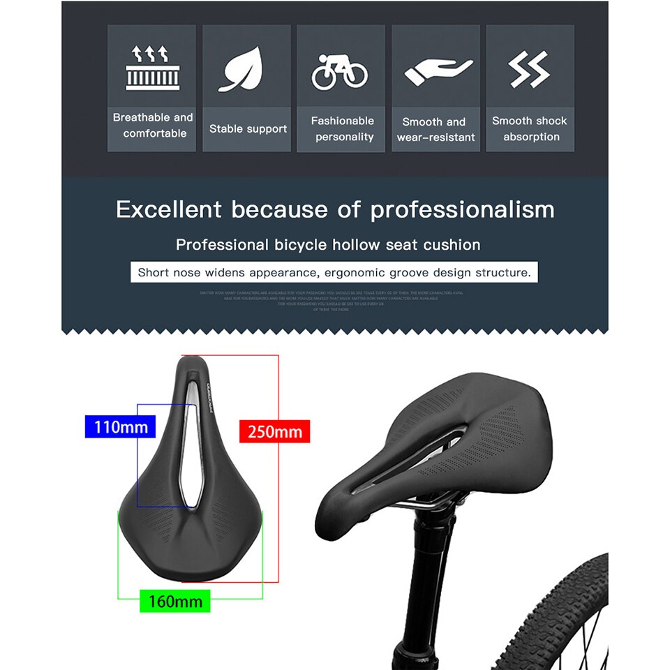 Bicicleta nueva sillín de la bicicleta MTB DE LA BICI asiento culo grande suave comodidad almohadillas silla amplia PU suave hueco asiento cojín deportes