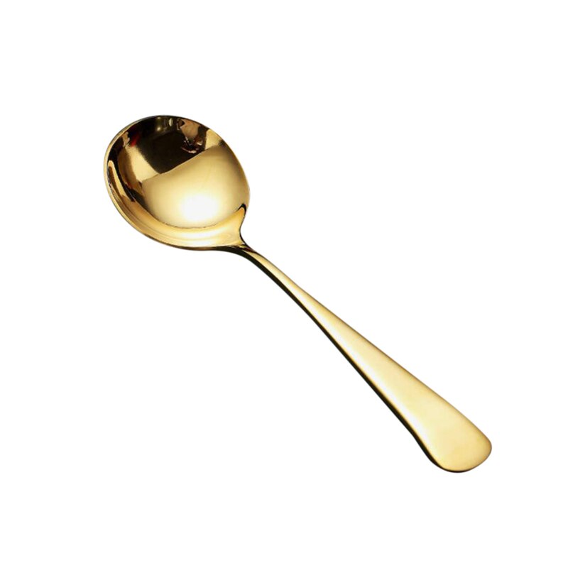 304 Stainless Steel Round Spoon Coffee Dessert Spoon Ice Cream Dinner Tableware Afternoon Tea Dessert Spoon: golden