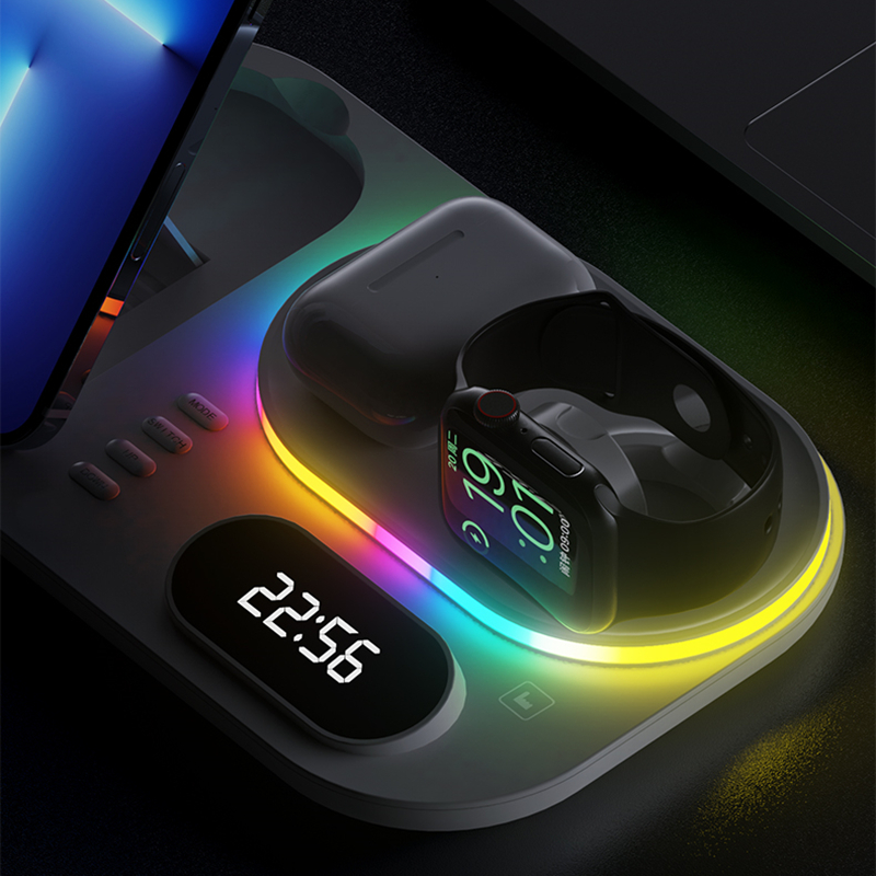 LED 4 in 1 Wireless Charger Dock Qi Fast Charging Station for Apple Watch Airpods iPhone 12 13 Pro Samsung S21 Note Mobile Phone