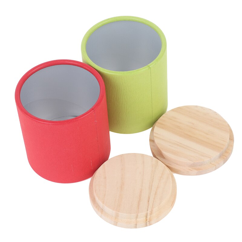 Nouvelle boîte à thé colorée couleur bonbon, couvercle en bois, petite boîte ronde en étain, de mariage, boîte de rangement vide, organisateur de Grain, 1 pièce