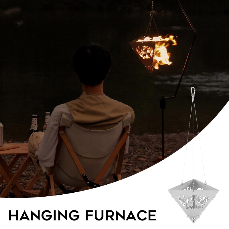 Detachable Bonfire Campfire Pit Camping Hollow Elk Triangular Stoves Stainless Steel Fire Pit Outdoor Barbecue Bonfire B99: Default Title