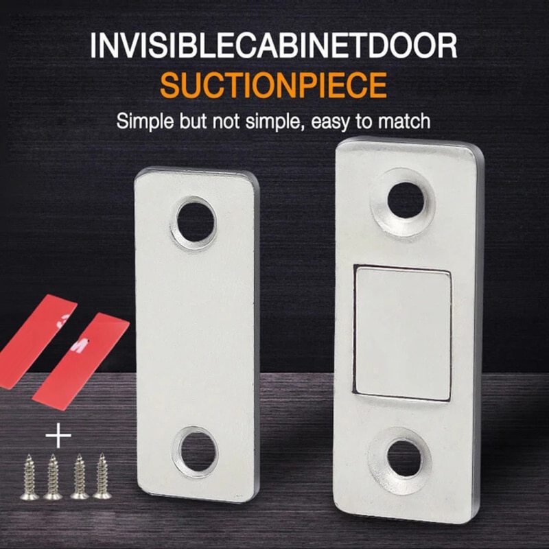 Invisible Magnetic Door Stop Punch-free Strong Anti-loose Door Closer Furniture Cabinet Catch Latch Door Magnetwith Screws