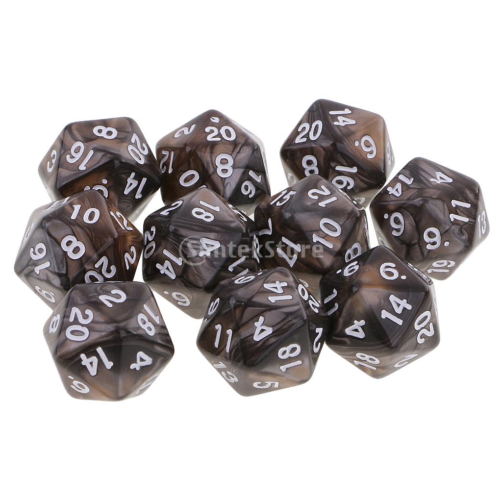 10 stücke 20 Seitige Würfel D20 Polyhedral Würfel für Dungeons und Drachen Tabelle Spiele Kaffee Grau