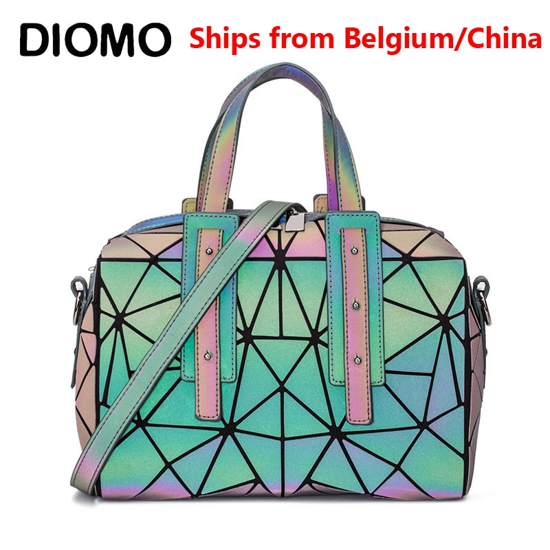 Diomo luminous geometric damhandväskor kudde axelväska boston handväska crossbody-väska för kvinnor o