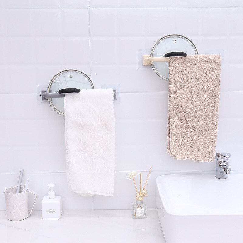 Paste-free perforated Towel Bar Plastic Bathroom Storage single bar towel rack towel rack kitchen Storage Hook self-adhesive
