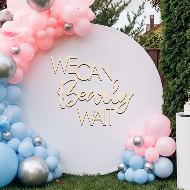 YOMDID We Can Bear Wait Baby Shower decorativo Letter Sign Banner Hanging Gender Reveal segno in legno Hanging Birthday Party puntelli