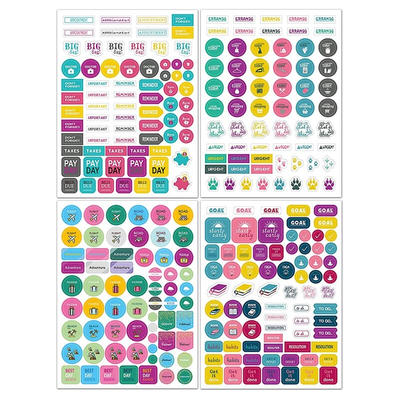 12 Sheets Planner Stickers Monthly Tabs for DIY Calendar, Weekly Daily Planner Stickers Work Planning Budget Decals