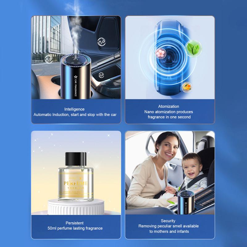 Auto Luchtverfrisser Etherische Olie Geur Diffuser Distributeur Usb Oplaadbare Aromatherapie Lucht Opfriscursus Led Light