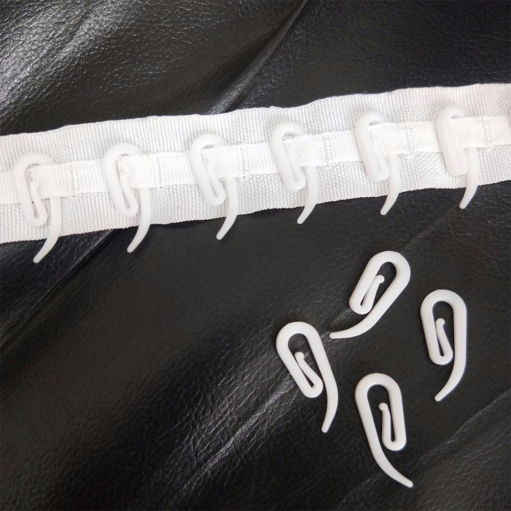 200 Crochets Rideau Lixiluxia - Blanc Plastique - Pour Anneaux Et Tringles - Fixation Facile