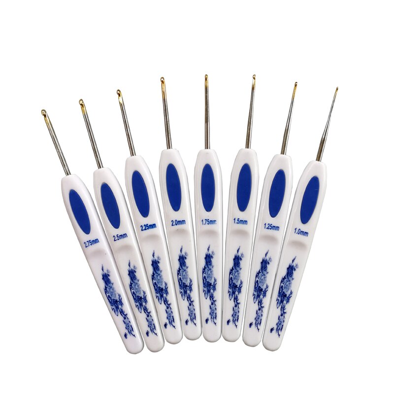 QZLKNIT 16 unids/set 1,0-6,0mm, mango de plástico clásico, conjunto de ganchillo de aluminio con bolsa, herramientas de costura de aguja de tejer DIY