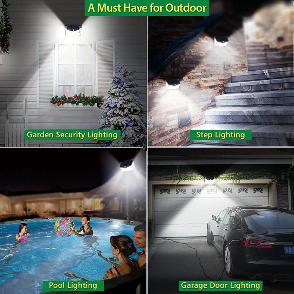 1/2/4PCS LITOM 208 LEDS Solar Lights IP65 Waterproof Outdoor LED Solar Lamp Motion Sensor Sunlight For Garden Pathway Wall Lamp