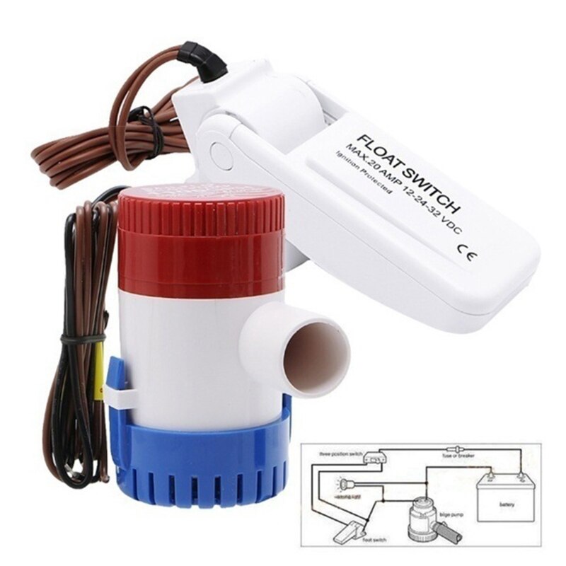 Bilge Pumps 12V 1100GPH Car Pumps Submersible Boat Marine Bilge Water Pump or Float Switch Combination Suit
