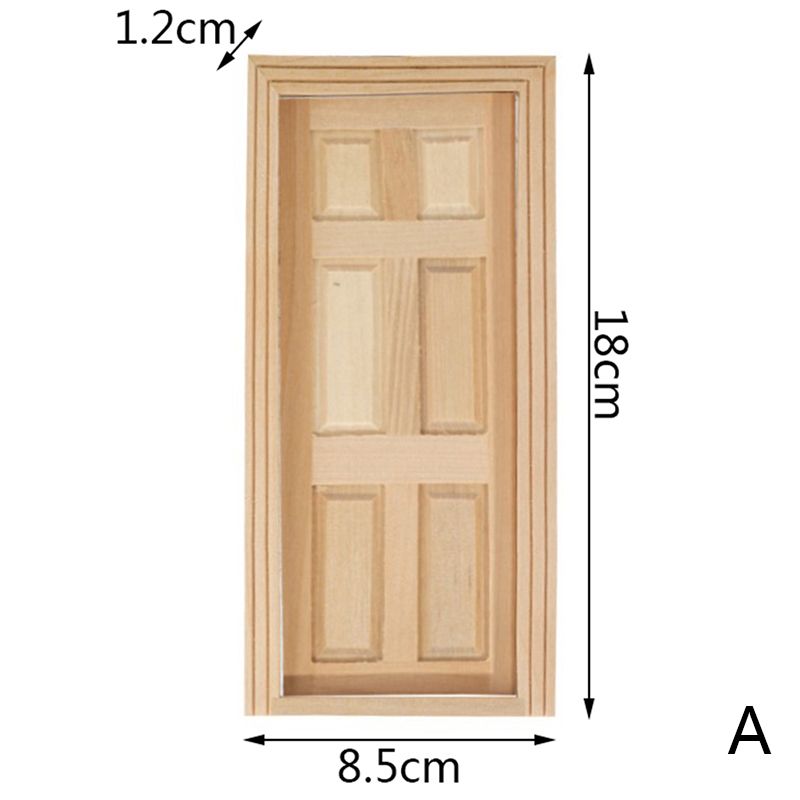 1/12 Poppenhuis Miniatuur Hout Externe Enkele Deur Houten Raamkozijn Diy Accessoires Pophuis Meubels Speelgoed Multi Stijlen: YELLOW