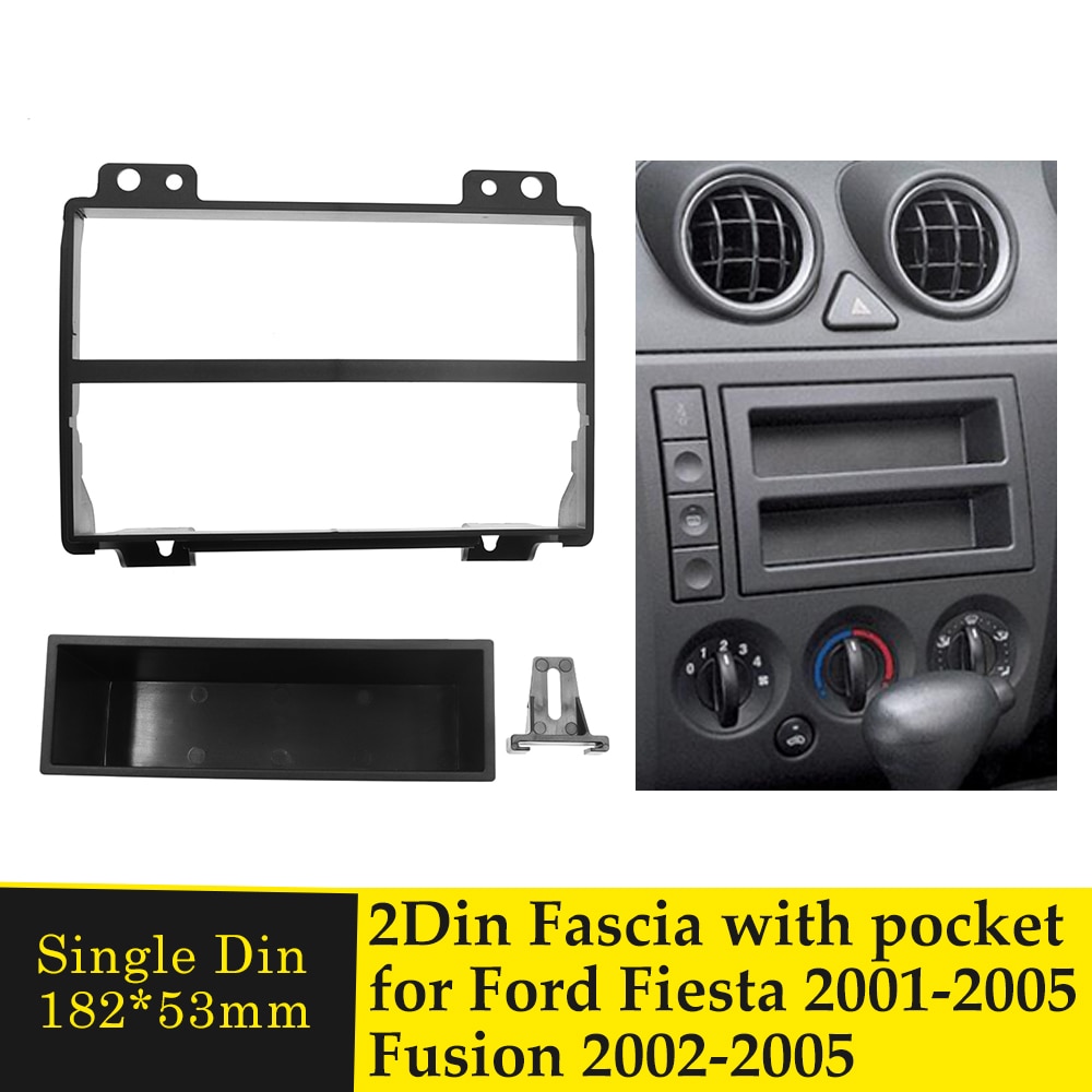 Enkele Din Auto Radio Fascia Met Pocket Voor Ford Fiesta 2001-2005 Fusion 2002-2005 Dash Dvd Stereo cd Panel Dash Mount Frame Kit