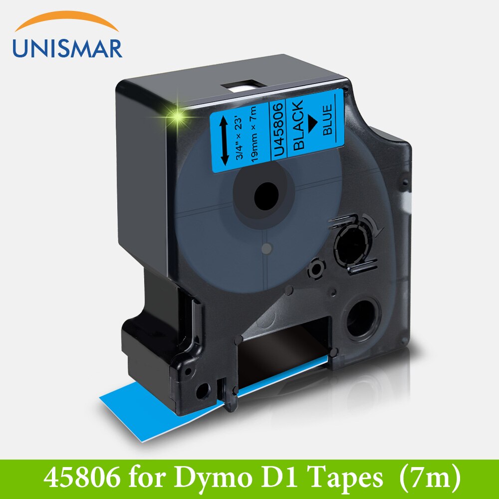 Black on White 45803 19mm Label Tape for DYMO D1 Ribbon Sticker for LabelManager 360D 420P PnP Wireless Rhino 5200 4200 Printer: Black on Blue