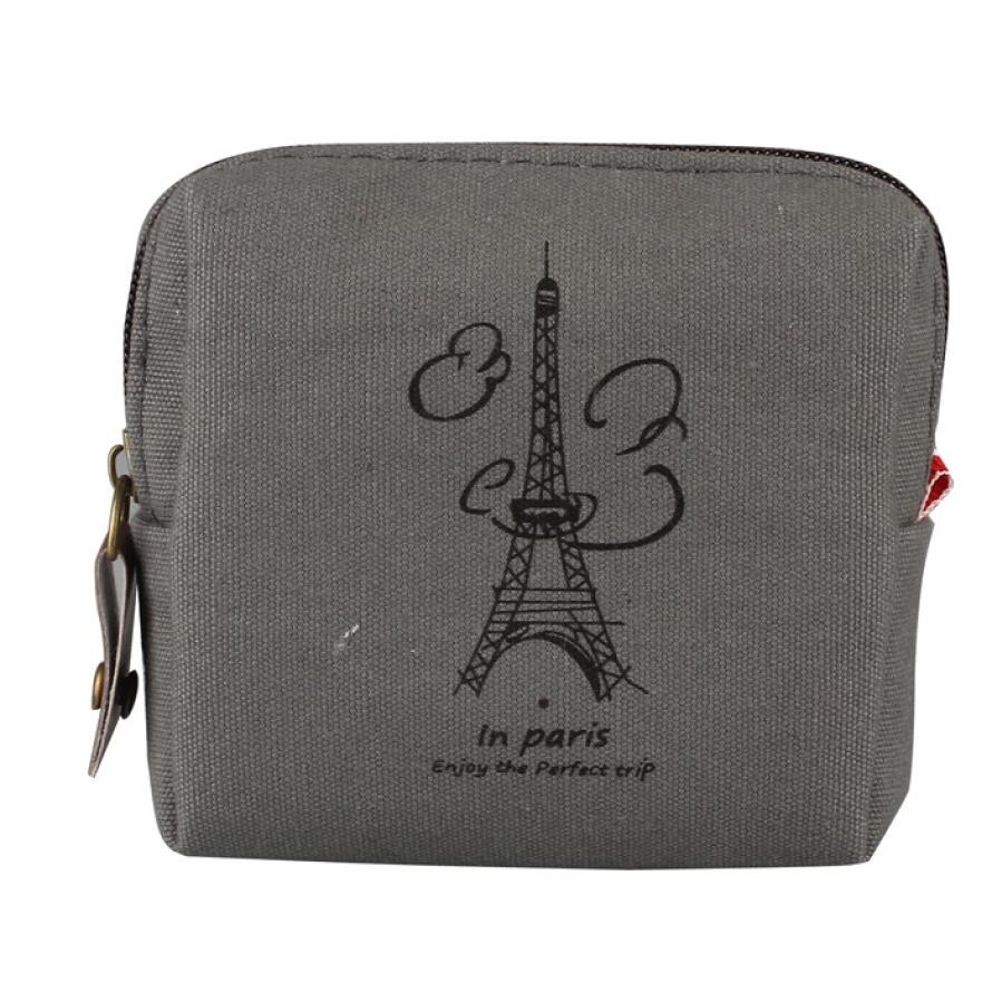 Monederos de lona con memoria de París para mujer, monedero femenino,