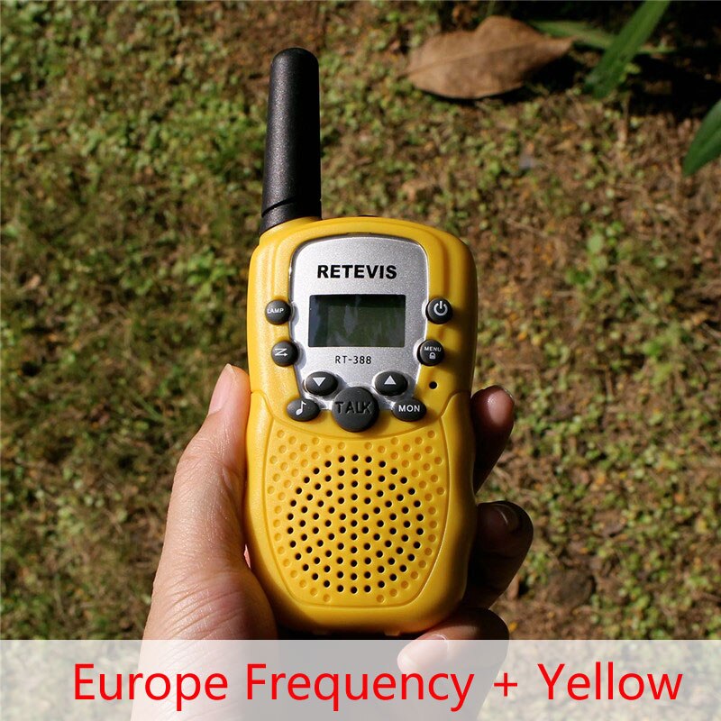 1 pc Retevis RT388 Mini Walkie Talkie Kids Radio 0.5W 8/22CH VOX Flashlight Handy Transceiver Children Toy Radio J7027: EU Freq and Yellow