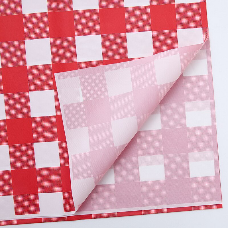 1pc D&Z PE Disposable Red Plaid Table Cover for Wedding Party Christmas Plastic Tablecloth Picnic Easy Use Supplies