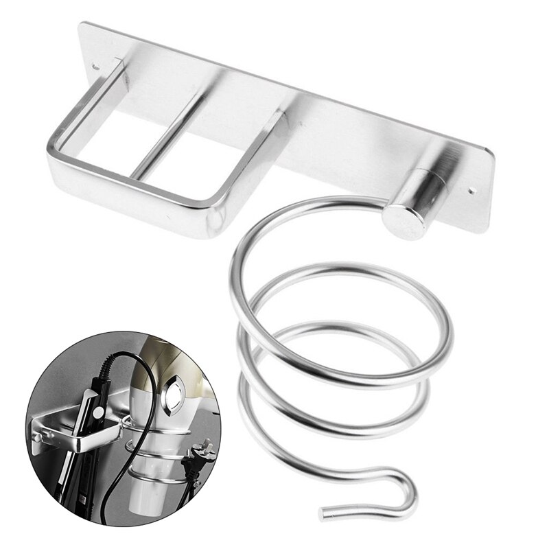 Aluminium vægmonteret hårtørrer rack arrangør hårtørrer glattejern holder sæt badeværelse hylde til vaskerum forsyninger
