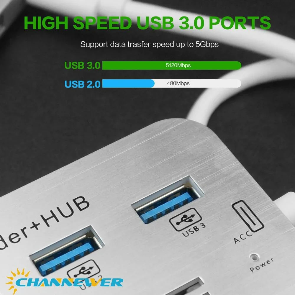 7 in 1 USB 3.0 geheugenkaartlezer Hoge snelheid externe lezer voor SD SDHC SDXC Micro SD TF MS M2-kaarten