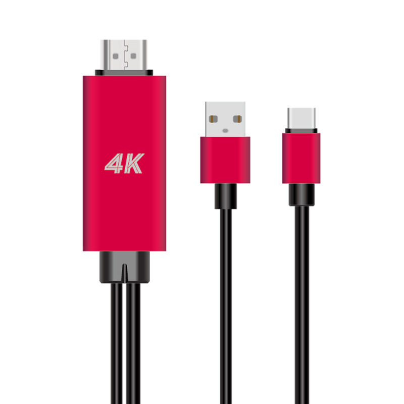 Ekran type-c do HDMI kabel synchronizacyjny USB-C do HDMI podłączenie telewizora z zasilaczem USB 4K 30Hz