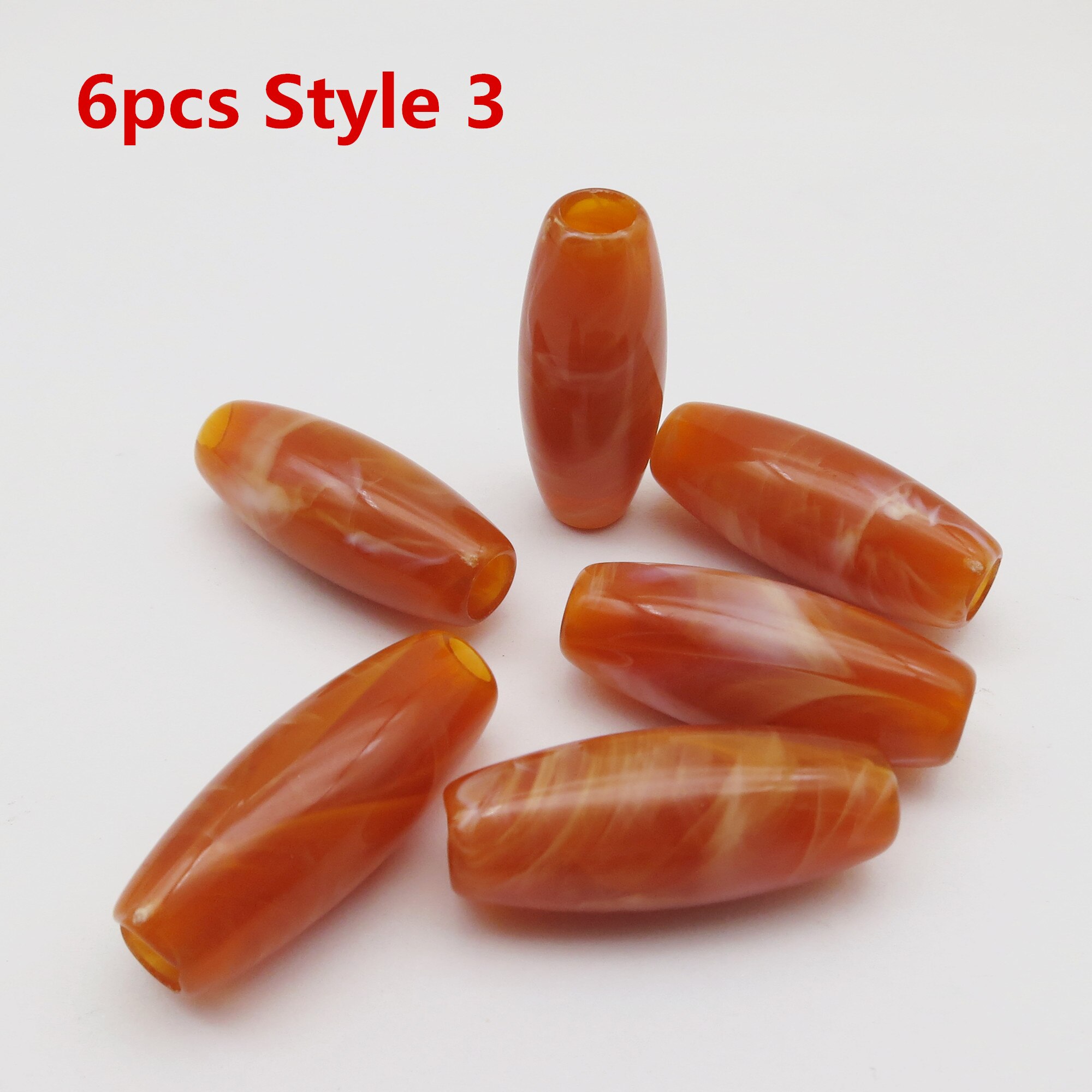 6Pcs/12Pcs Haak Vlechten Acryl Haar Vlecht Dread Baard Dreadlock Kralen Ringen Buis Voor Kinderen Meisjes Vrouwen haar Accessoires: 6pcs Style 3